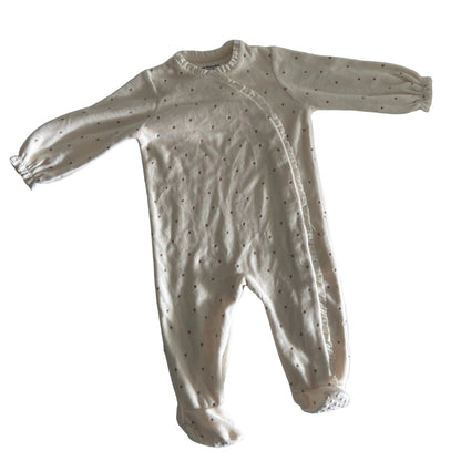 Vertbaudet Long Sleeve Onesie Age 1 Cream with Gold Lovehearts