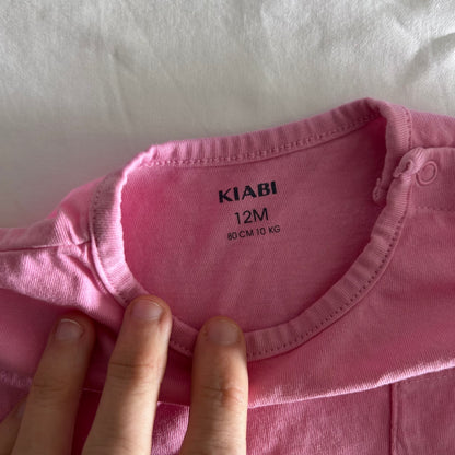 Kiabi (French Brand) 100% Cotton T-shirt Age 1 Pink with Ruffle Trim
