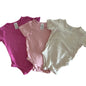 Target Age 1 short sleeve bodysuit in magenta pink, light pink & cream with plain — gently loved condition.