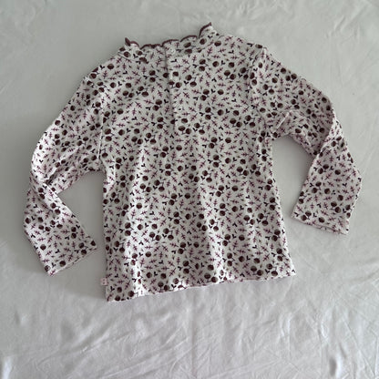 Obaibi Long Sleeved Top Age 1 White and Pink Acorn Pattern