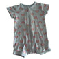 Baby Berry Age 0 short sleeve zip romper in light blue, pink, yellow with rainbow print — gently loved condition.