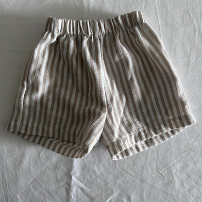 Gemo (French Brand) Short Sleeve Top & Shorts Set Age 1 Beige and White Plain Top