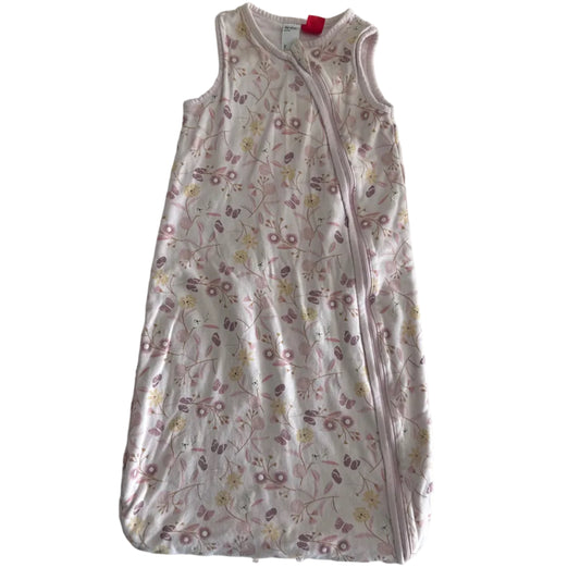 Anko Age 2 sleeveless zip-up sleep sack / baby sleeping bag in light pink with floral and butterfly print — gently loved condition.