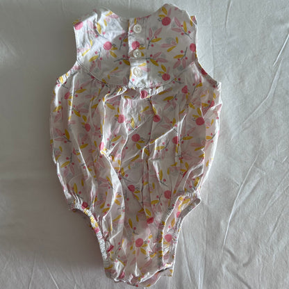 Marquise Cotton Sleeveless Bodysuit Baby Age 0 White, Pink & Yellow Floral