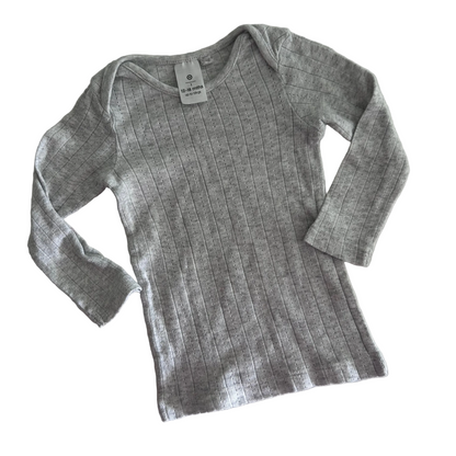 Target Long Sleeve Cotton Top Age 1 Grey Pointelle Ribbed