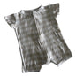 Baby Berry Age 1 short sleeve zip romper in white and beige with buffalo check / gingham — gently loved condition.