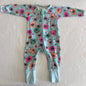 Bonds Age 00 long sleeved zip onesie in mint green, pink, orange, green with floral print â€” gently loved condition.