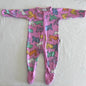 Bonds Age 00 long sleeved zip onesie / wondersuit in pink with multicoloured bunny rabbit all-over print â€” gently loved condition.