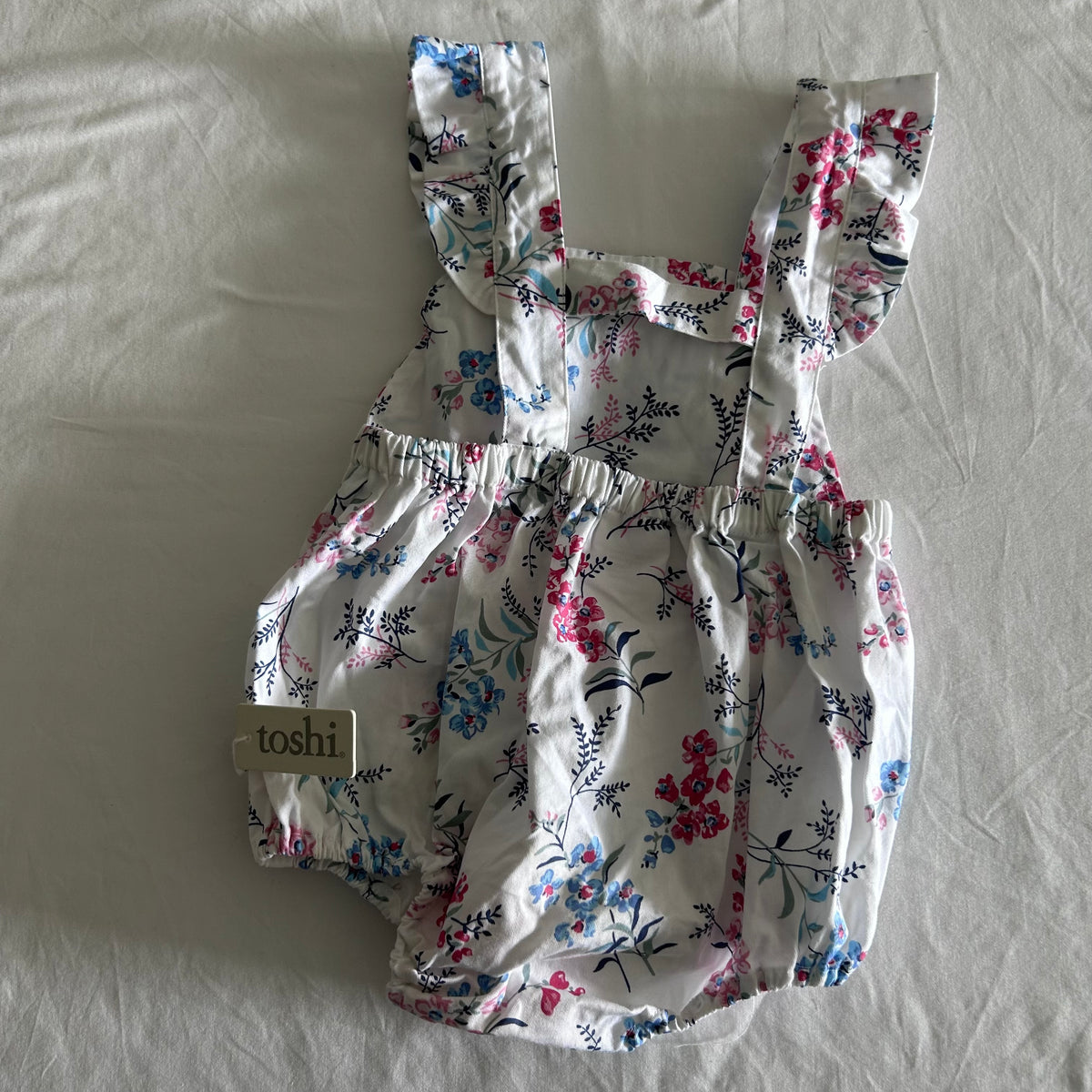 Toshi BRAND NEW Cotton Bubble Romper Age 1 White and Pink Floral Print