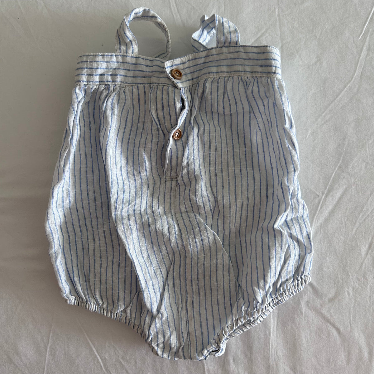 Seed Heritage Sleeveless Bodysuit Baby Age 00 White and Blue Vertical Pinstripe