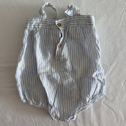 Seed Heritage Sleeveless Bodysuit Baby Age 00 White and Blue Vertical Pinstripe