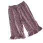 Kiabi Age 1 flared ruffle hem pants in pink, orange, green with ditsy floral print, ruffle hem cuffs — like new condition.