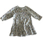 Target Age 1 long sleeve floral dress with ruffle hem in white/light grey with scattered botanical floral print with dark navy leaves, pink, red and yellow flowers — gently loved condition.