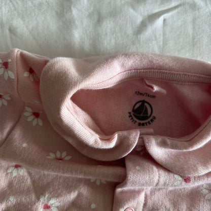 Petit Bateau Long Sleeved Collar Dress Age 1 Pink with Daisies