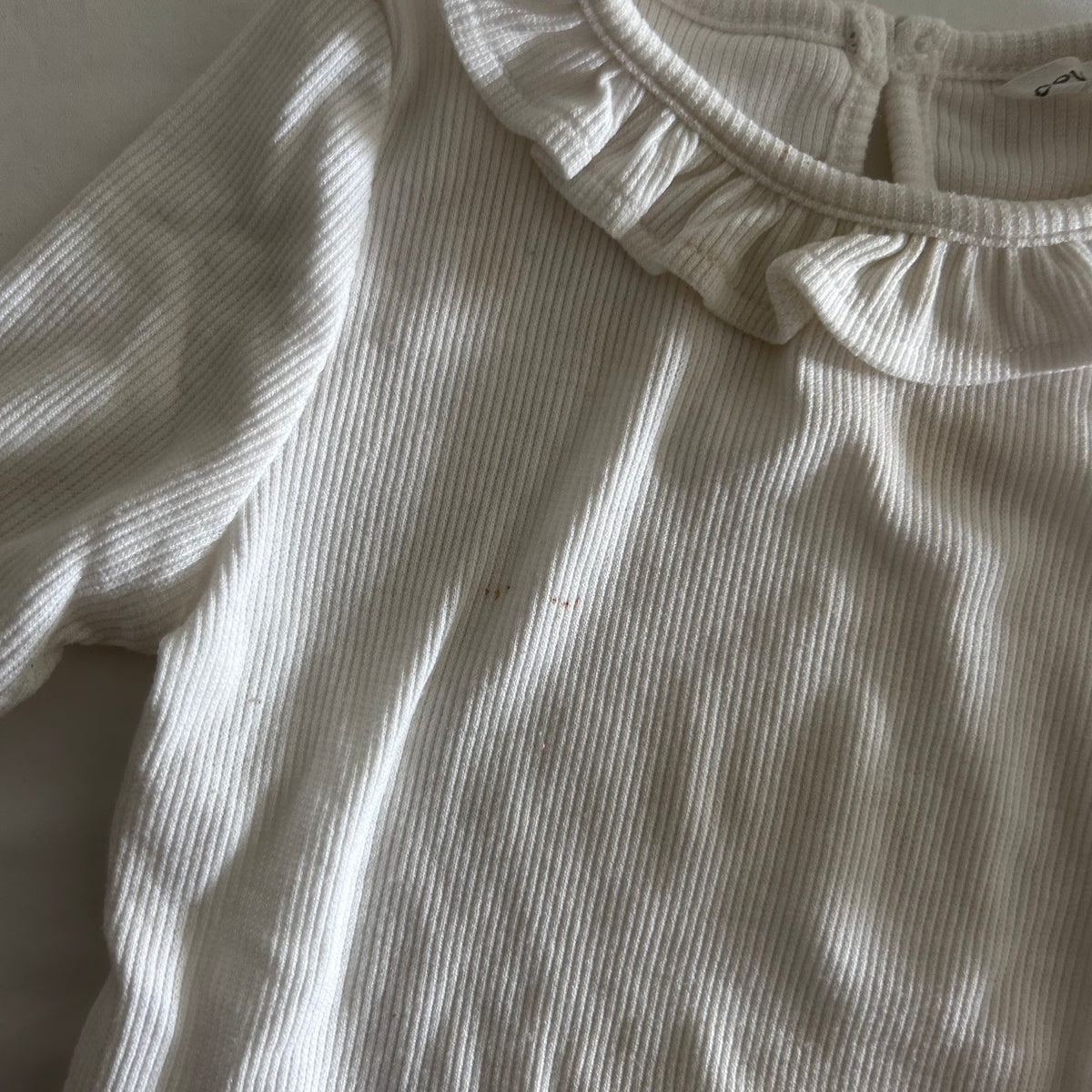 Country Road Long Sleeved Top Age 1 White Ribbed Texture