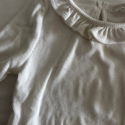 Country Road Long Sleeved Top Age 1 White Ribbed Texture