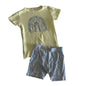 Anko Age 4 short sleeve pyjama set (top and shorts) in yellow, white, pastel blue, lilac, pink with floral rainbow graphic on top; all-over ditsy floral print on shorts — gently loved condition.