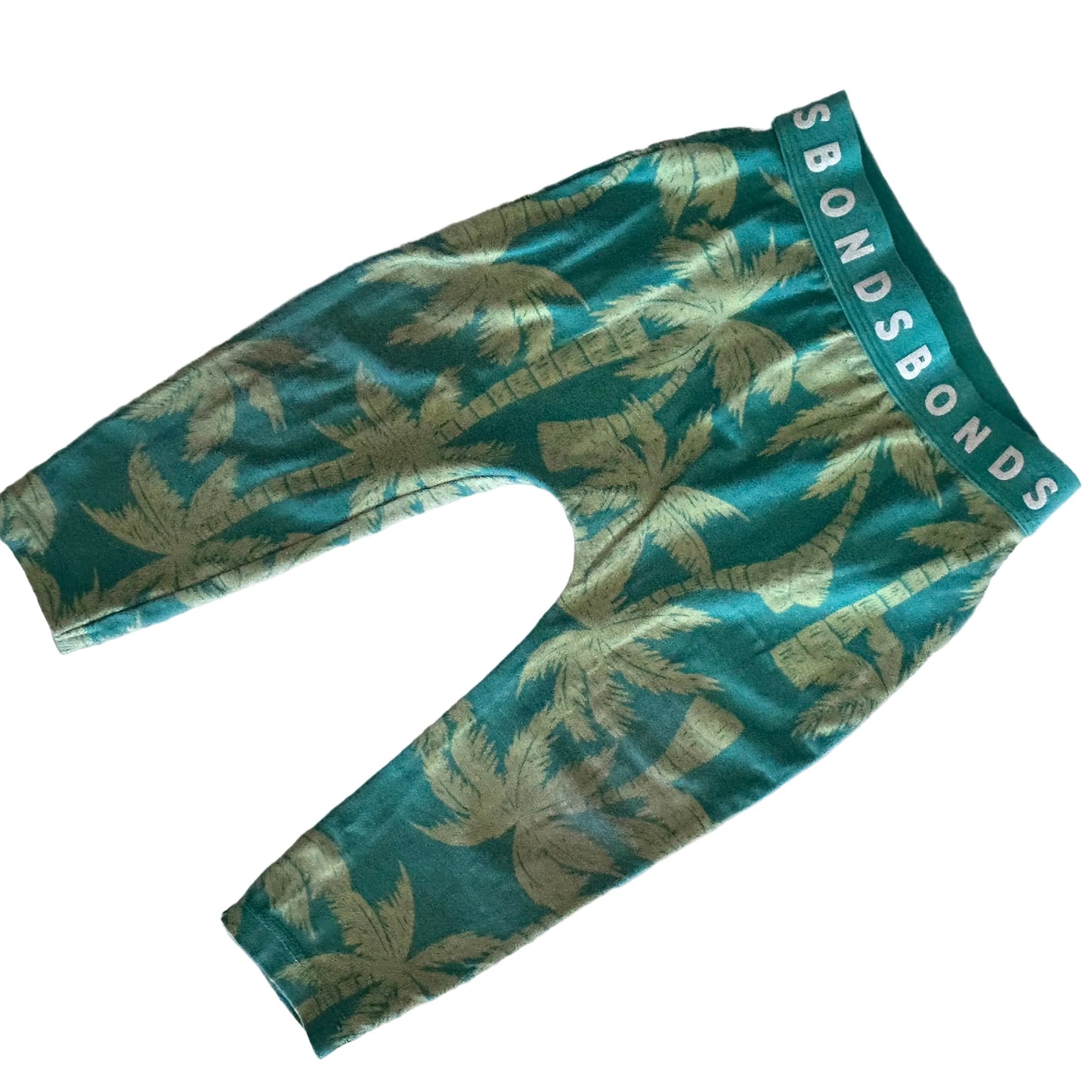 Green and yellow palm tree patterned Bonds leggings