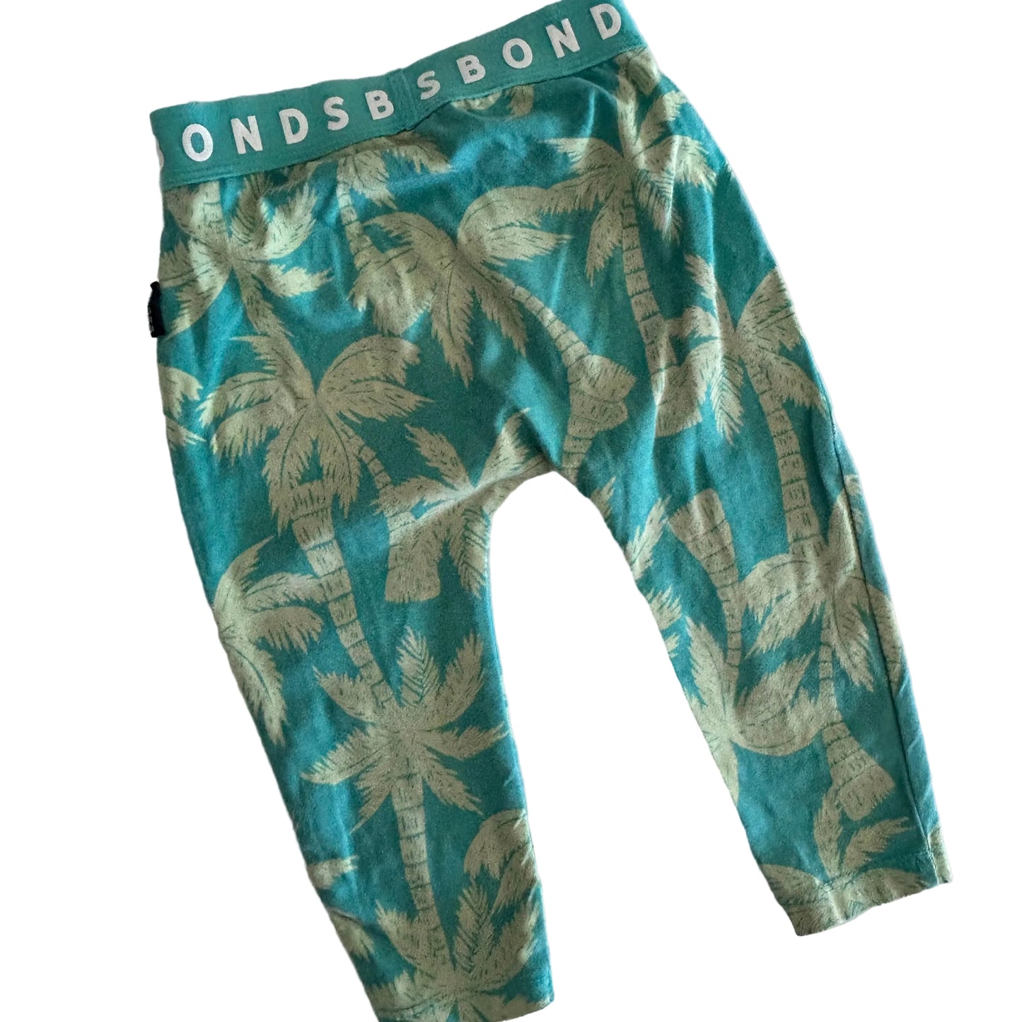 Green & yellow tropical leggings with palm tree pattern with Bonds waistband
