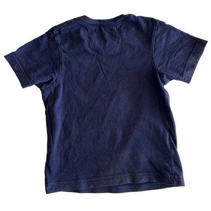 Navy blue t-shirt on a white background