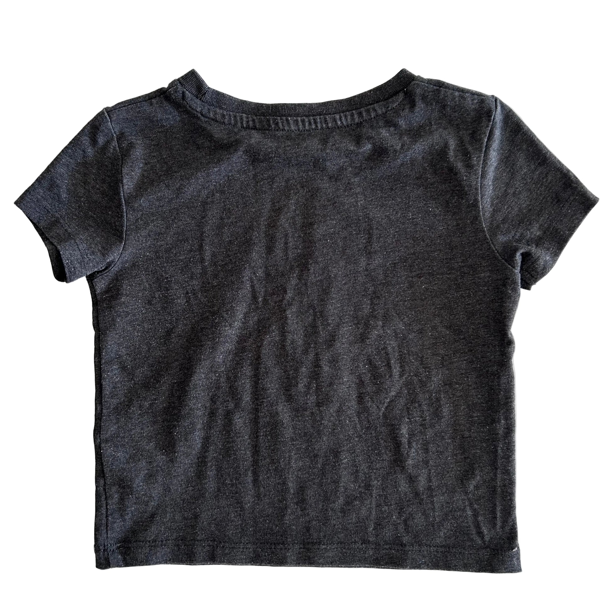 Dark grey back of t-shirt on a white background