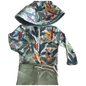 Children's swimwear set with animal pattern on a white background