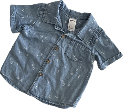 Anko Short Sleeved Shirt Baby Age 0 Blue Denim