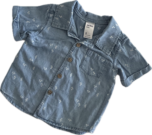 Anko Short Sleeved Shirt Baby Age 0 Blue Denim