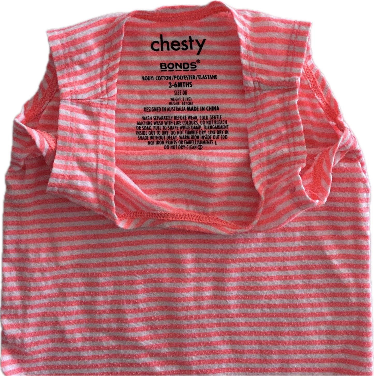 Bonds Chesty Vest / Singlet Baby Age 00 Neon Pink Orange