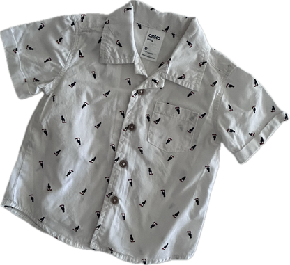 Anko Short Sleeved Shirt Baby Age 0 White with Toucans