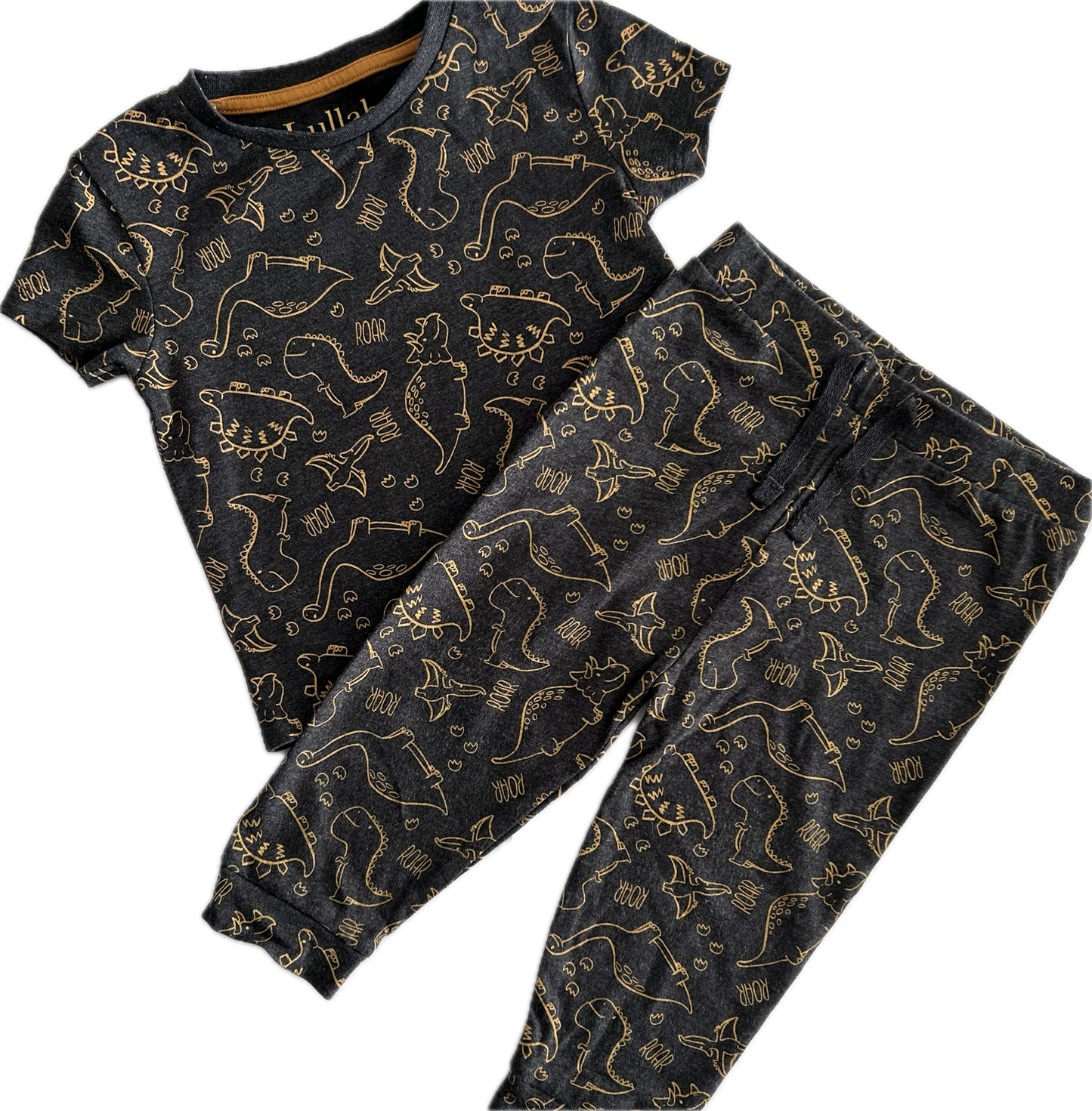 Lullaby PJ's Baby Age 0 Grey with Dinosaurs