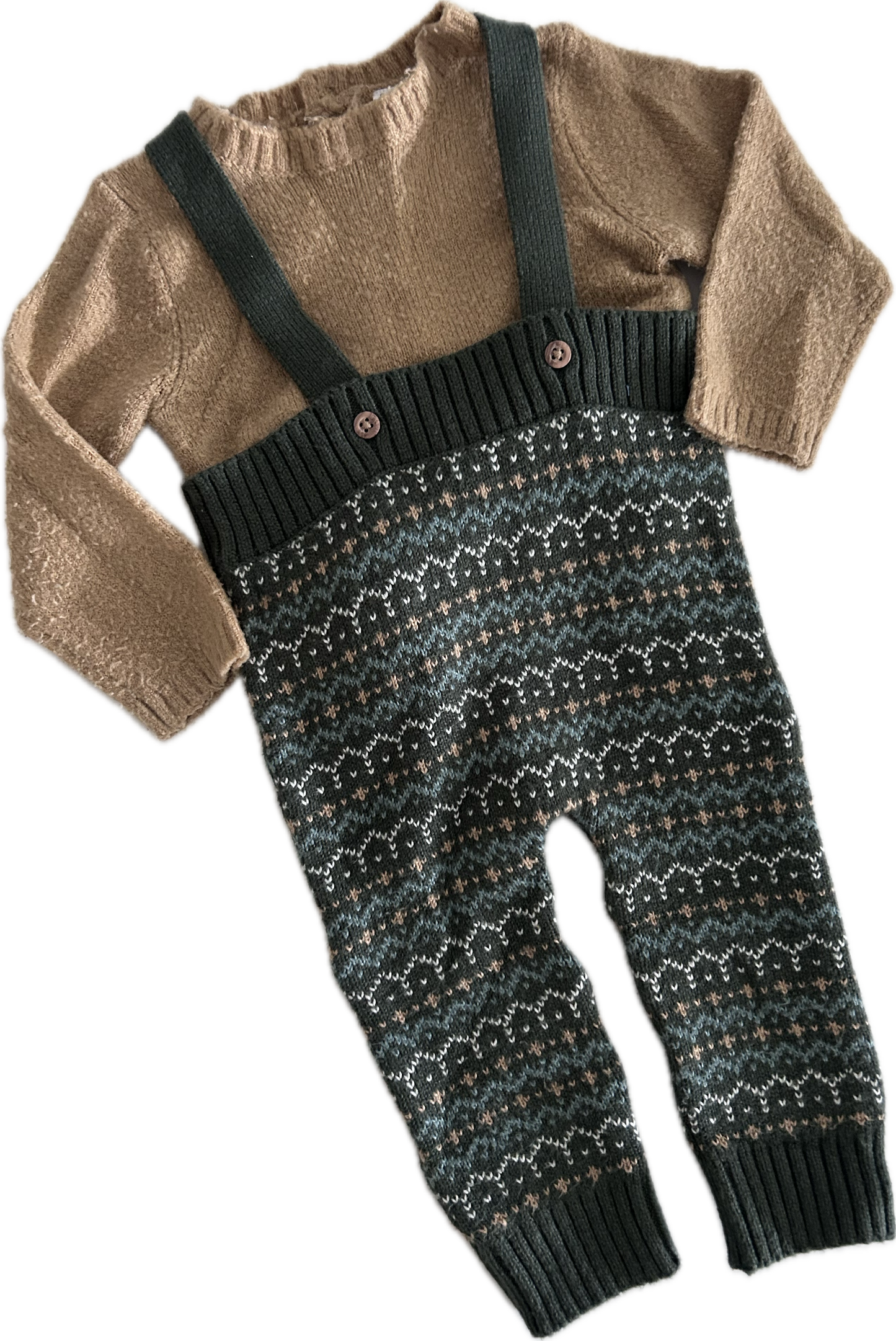 Marks & Spencer Baby Dungarees & Jumper Set Age 0 Earthy Colours