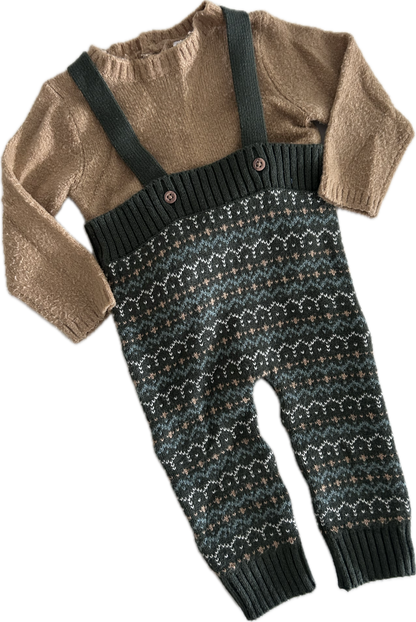 Marks & Spencer Baby Dungarees & Jumper Set Age 0 Earthy Colours