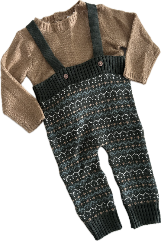 Marks & Spencer Baby Dungarees & Jumper Set Age 0 Earthy Colours