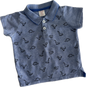 Seed Polo Shirt Baby Age 0 Blue with Dinosaur Stitched Print