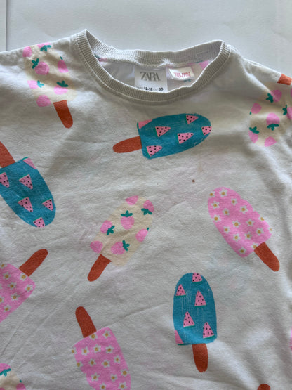 Zara T-Shirt Age 1 Ice Block Pattern