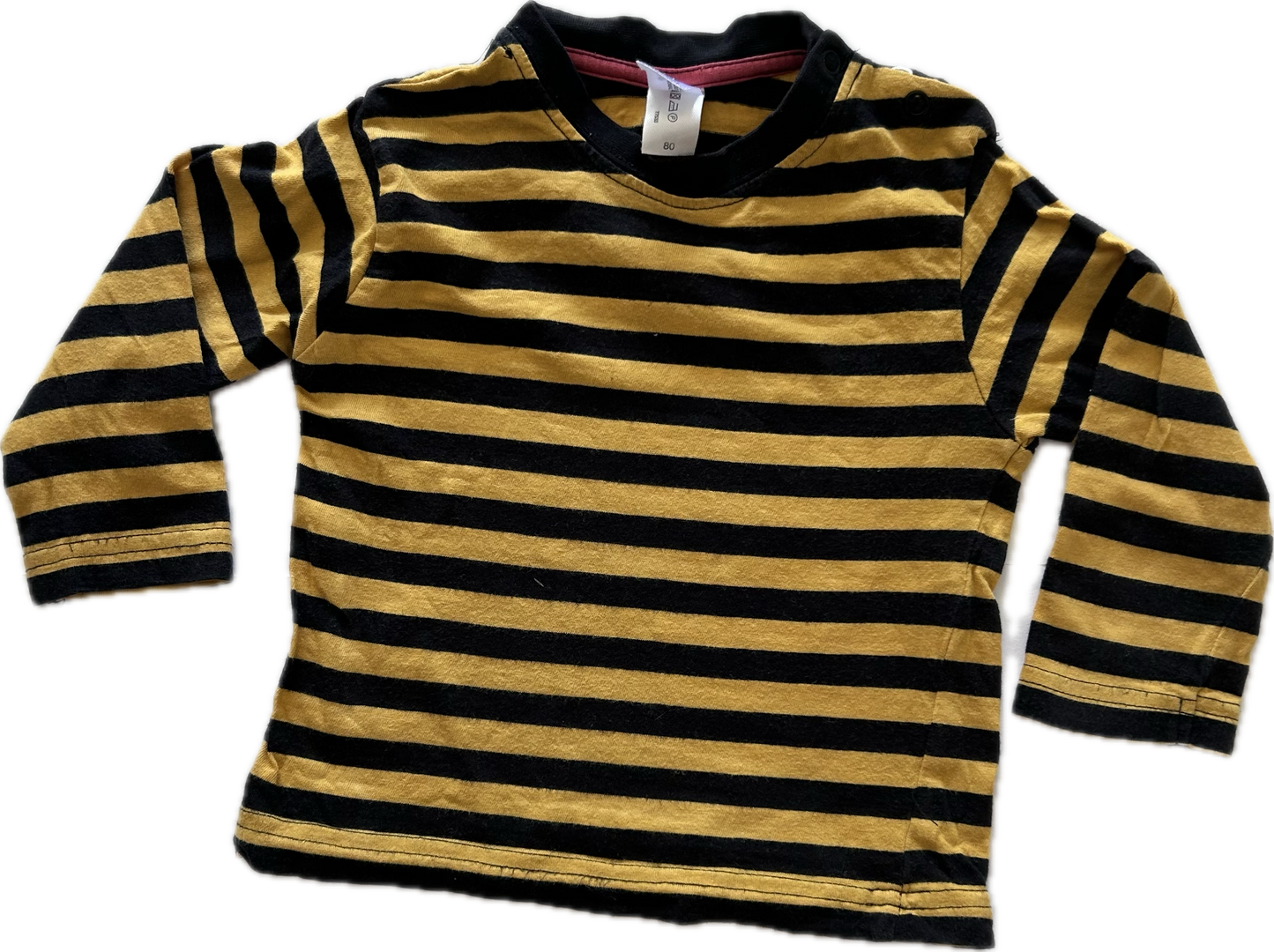 Baby Club Long Sleeved T-Shirt Baby Age 00 Mustard Yellow & Black Stripey
