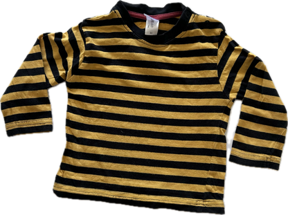 Baby Club Long Sleeved T-Shirt Baby Age 00 Mustard Yellow & Black Stripey
