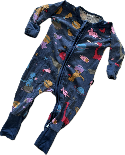 Bonds Wondersuit Zippy Baby Age 00 Blue with Dinosaurs & Planets