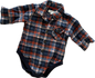 Pumpkin Patch Long Sleeved Baby Bodysuit Age 000 Tartan Flannelette