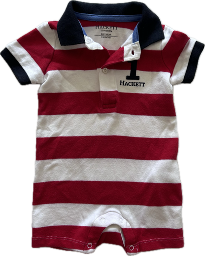 Hackett Baby Short Sleeved Romper with Collar Age 000 Red, White & Navy