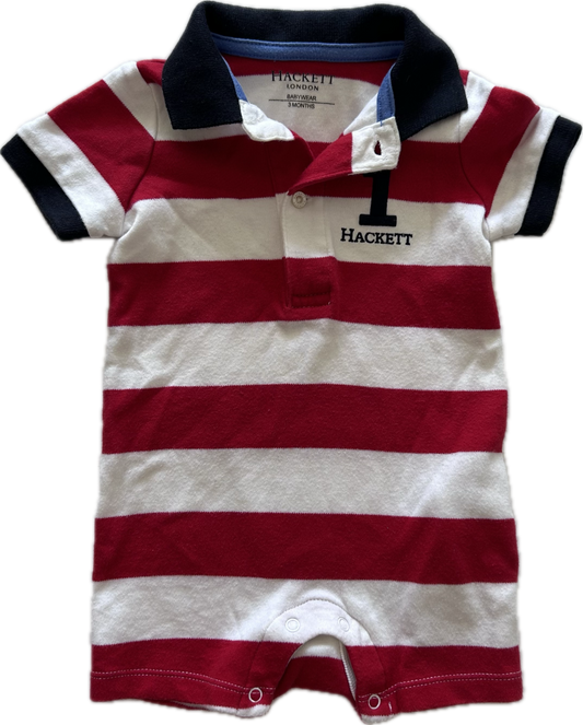 Hackett Baby Short Sleeved Romper with Collar Age 000 Red, White & Navy