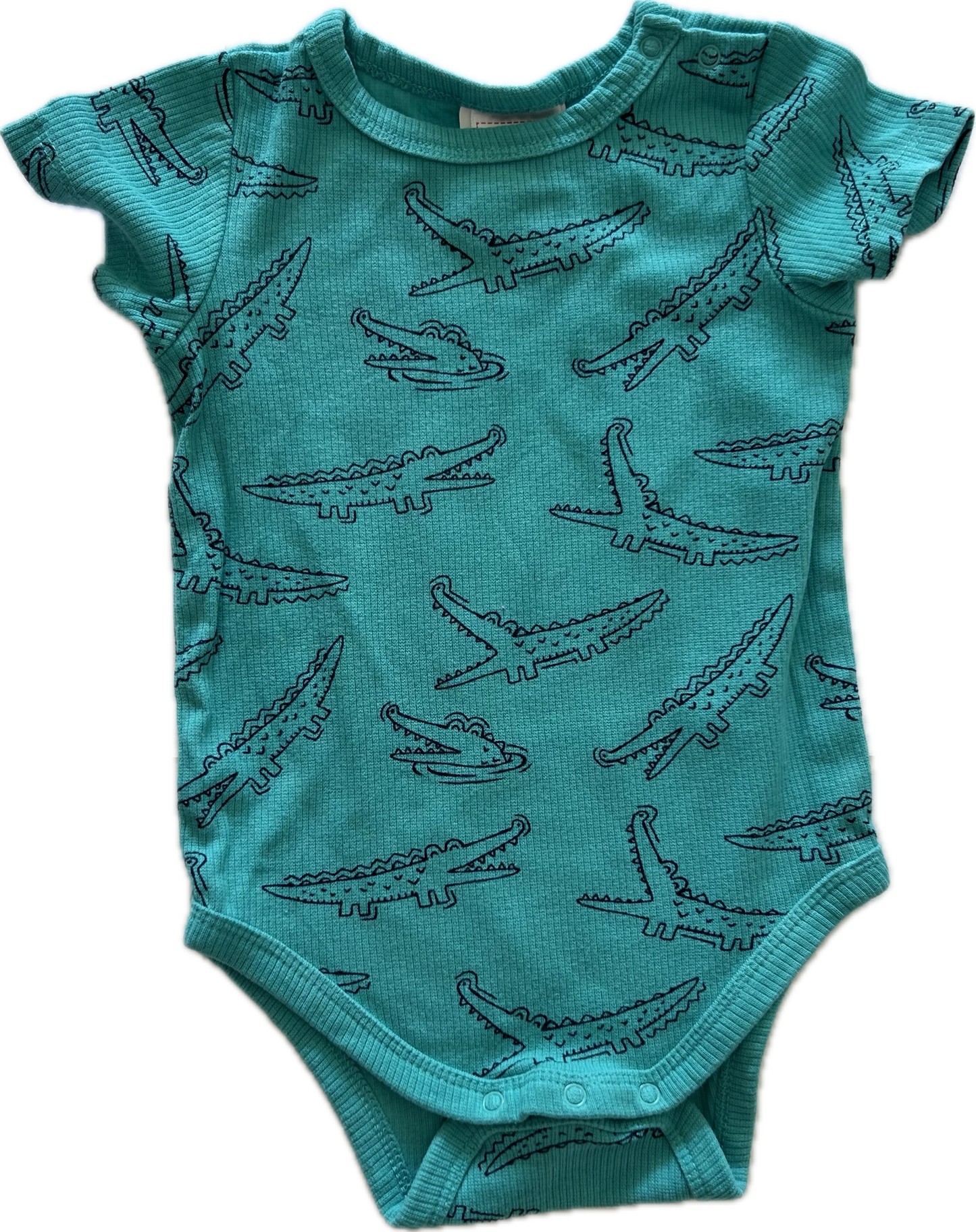 Sprout Short Sleeved Baby Bodysuit Age 0 Green with Crocodiles