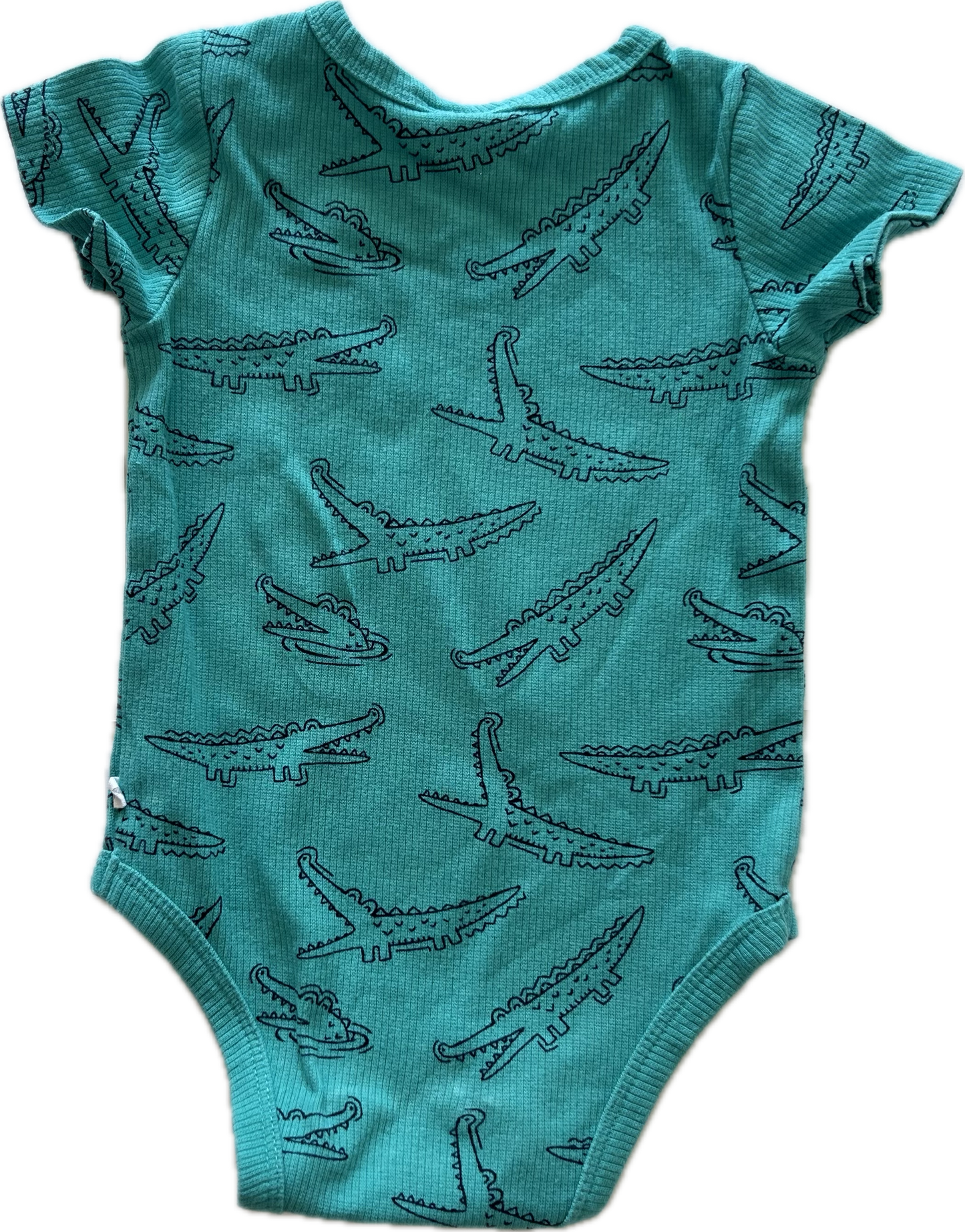 Sprout Short Sleeved Baby Bodysuit Age 0 Green with Crocodiles