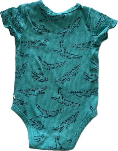Sprout Short Sleeved Baby Bodysuit Age 0 Green with Crocodiles
