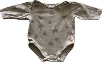 Dymples Long Sleeved Body Suit Baby Age 00 Pale Brown-Beige with Palm Trees