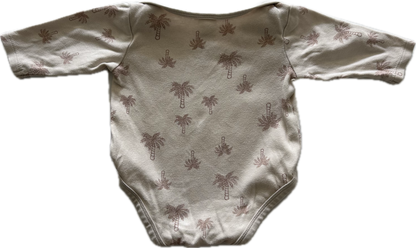 Dymples Long Sleeved Body Suit Baby Age 00 Pale Brown-Beige with Palm Trees