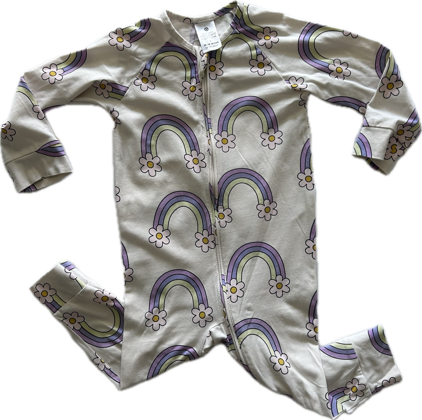 Target Organic Cotton Onesie Zippy Age 1 Rainbows