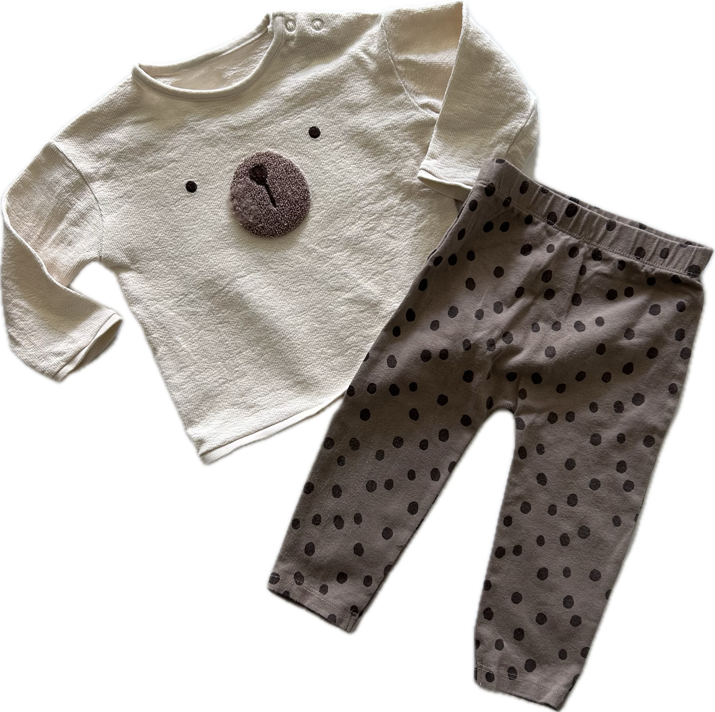 George Trousers / Leggings & Jumper Set Baby Age 0 Cream & Brown Bear