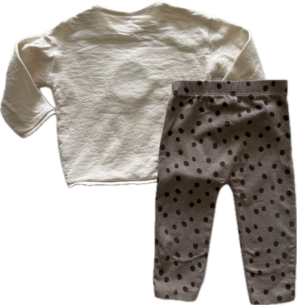 George Trousers / Leggings & Jumper Set Baby Age 0 Cream & Brown Bear